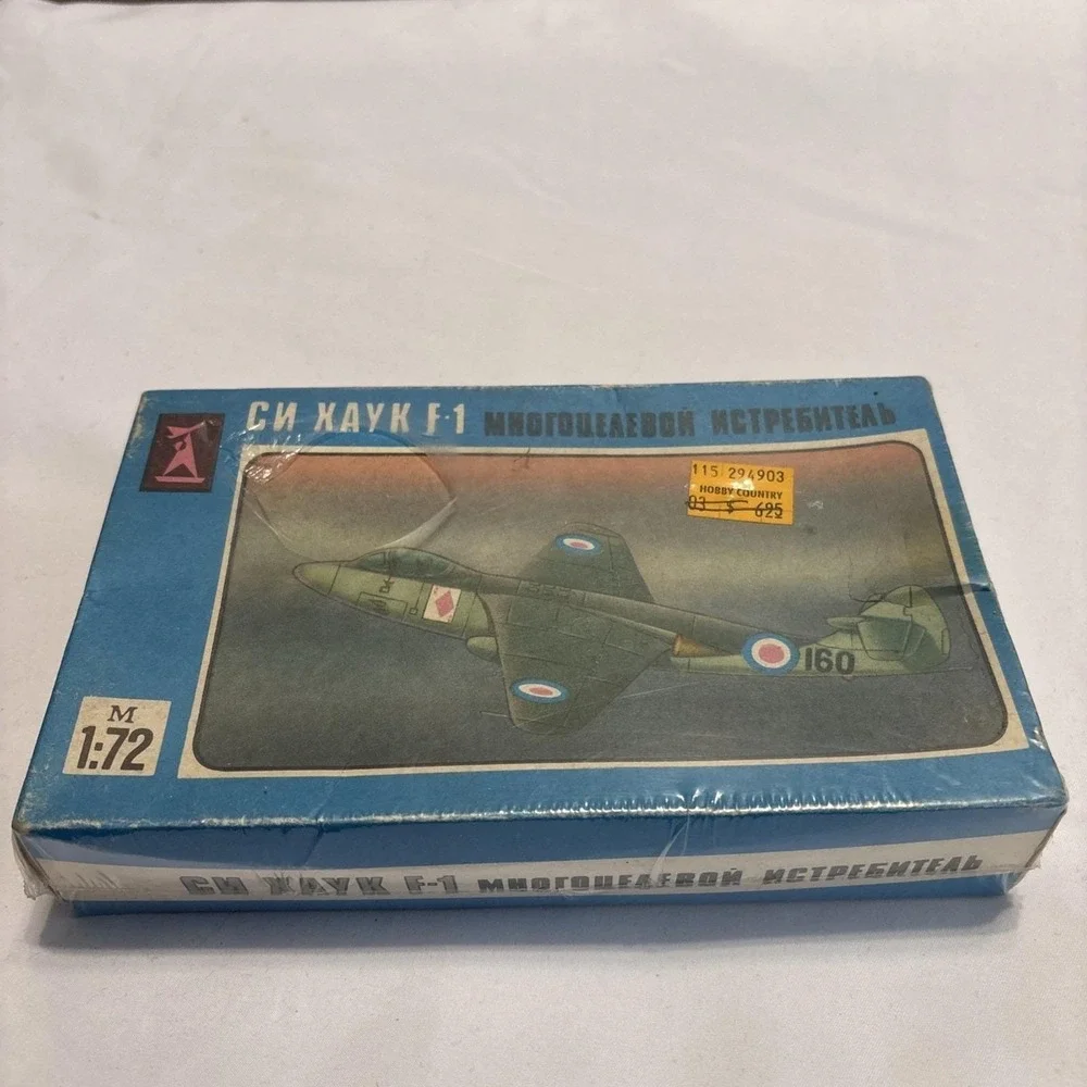 Vintage 1:72 Sea Hawk F-1 Model Kit Cyrillic Box Eastern Europe Era Sealed